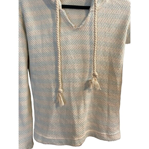 Southern Spirit Women Striped Pullover Hoodie Size XS Raw V Neck Tassels NEW - Picture 2 of 10